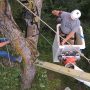 Getting the bionic limb into place. John engineered it for sturdiness and flexibility of use. We had several options for attachment and creating the nest basket in a way that wouldn’t damage the tree.