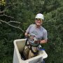 John bringing cable to create the basket. I love the Dad vibe!