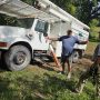 Tim from Total Tree Care gives us training in using the bucket and truck. I would totally hire these guys for tree work – they were very helpful, really knew their stuff, and the lift worked wonderfully.